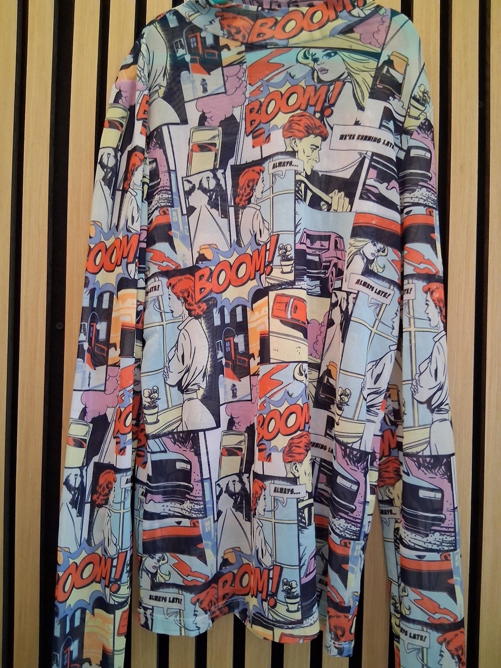twik Kids Long-Sleeve Comic Print Pajama Top - Light Blue, Orange, Black